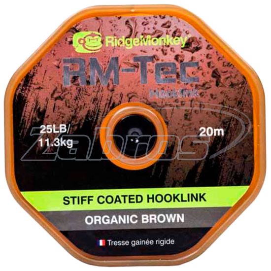 Фото RidgeMonkey RM-Tec Stiff Coated Hooklink, 11,3 кг, 25 lb, 20 м, Organic Brown
