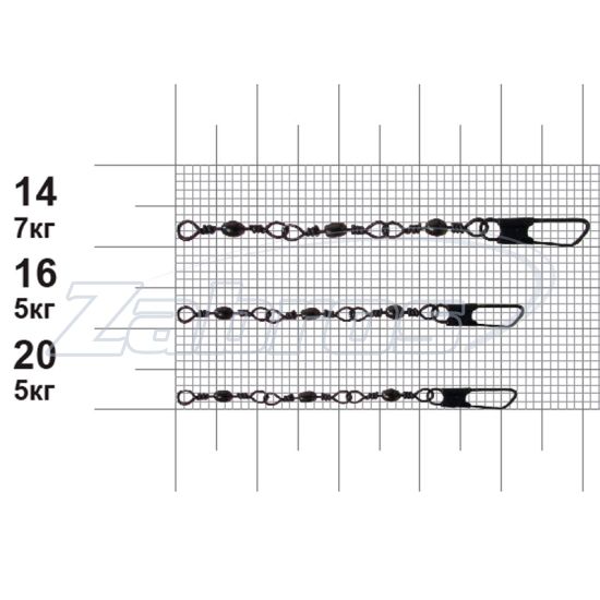 Фотографія MiniMax Barrel Swivels With Safety Snap, YM-3708-14, 7 кг, 10 шт