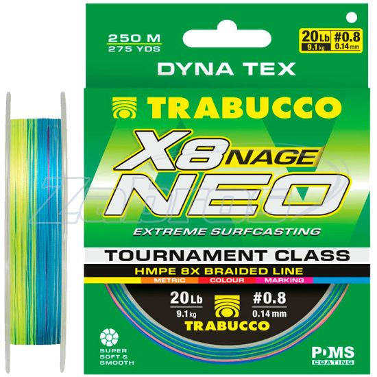 Фотографія Trabucco Dyna Tex Neo X8 Nage Surf, 054-14-414, 0,148 мм, 6,8 кг, 250 м