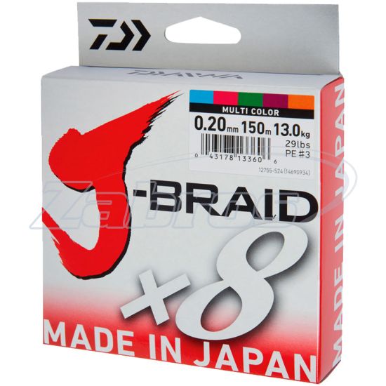 Фотография Daiwa J-Braid X8, 12755-006, 0,06 мм, 4 кг, 150 м, Multi Сolor