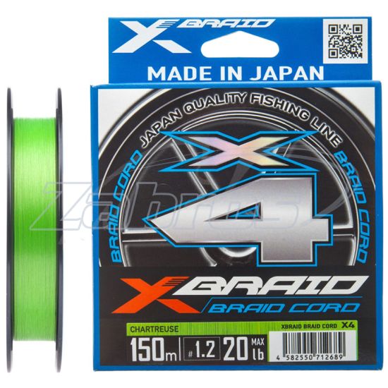 Фото YGK X-Braid Braid Cord X4, #2, 0,235 мм, 13,5 кг, 150 м