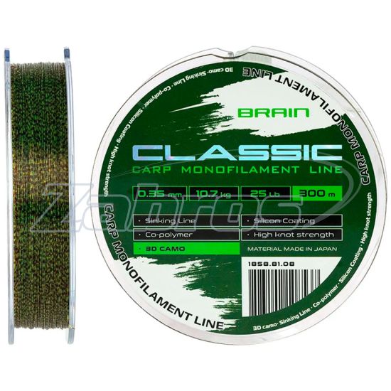 Фото Brain Classic Carp Line, 0,35 мм, 10,7 кг, 300 м, 3D Camo