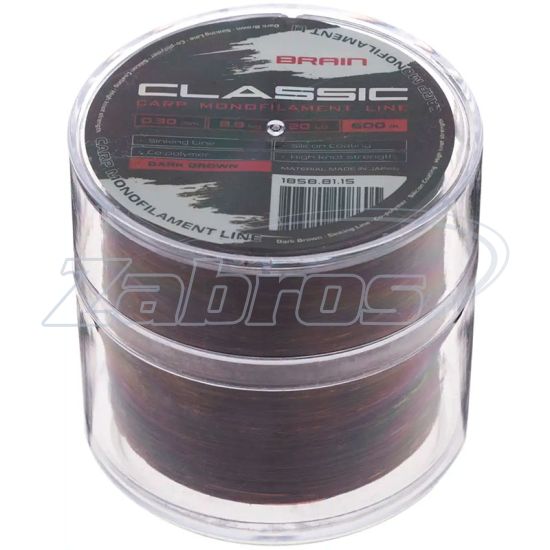 Фотография Brain Classic Carp Line, 0,25 мм, 6,6 кг, 600 м, Dark Brown