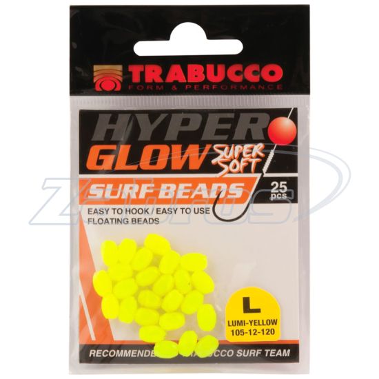 Фото Trabucco Hyper Glow Surf Beads, 105-12-120, L, 25 шт, Yellow