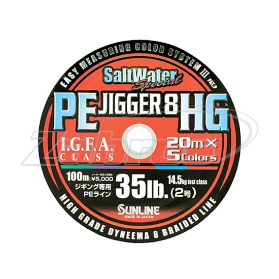 Фото Sunline PE Jigger 8 HG, #6, 0,41 мм, 37 кг, 100 м, Multi Color
