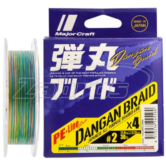 Фото Major Craft Dangan Braid X4, #2, 0,23 мм, 13,5 кг, 150 м, Multi Color