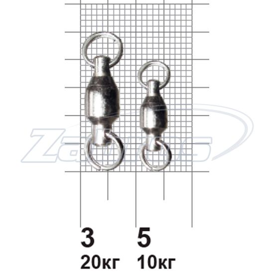Фотографія MiniMax Ball Bearing Swivel With Split Ring, YM-1802-5, 10 кг, 10 шт
